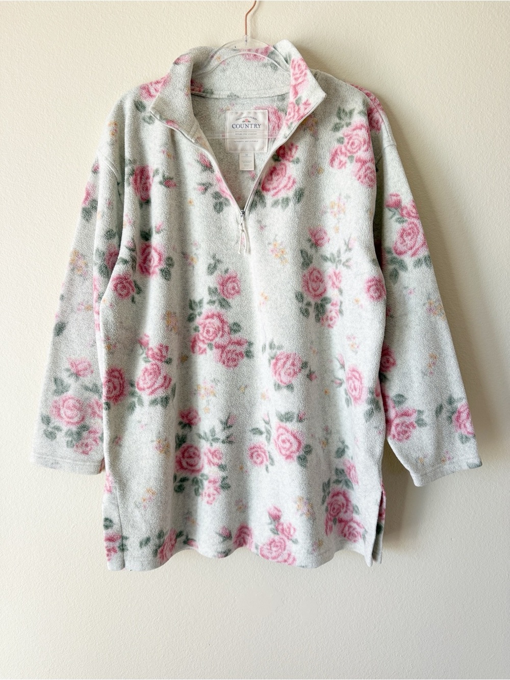 Vintage Victoria's Secret Country Rose Floral Fleece 1/4 Zip Pullover
